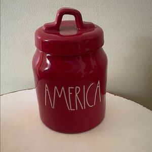 4th of July Red Ceramic Jar with Lid